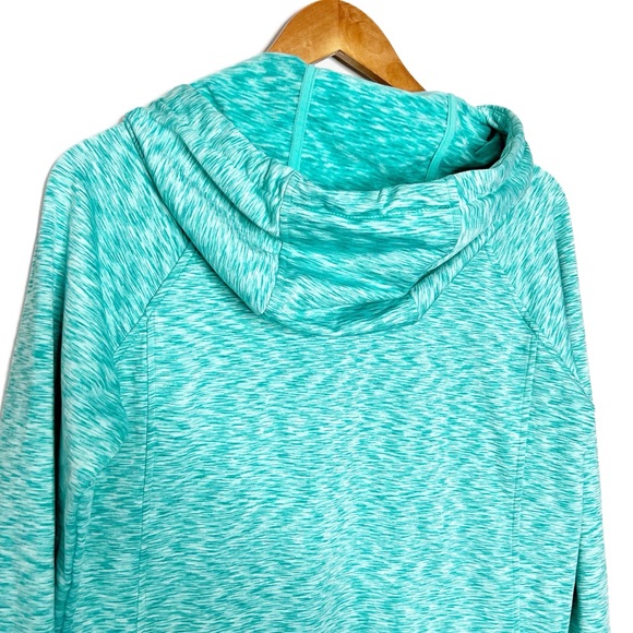 90 Degree Activewear Turquoise Marled Hoodie Thumbhole Pockets Drawstring - Picture 13 of 16